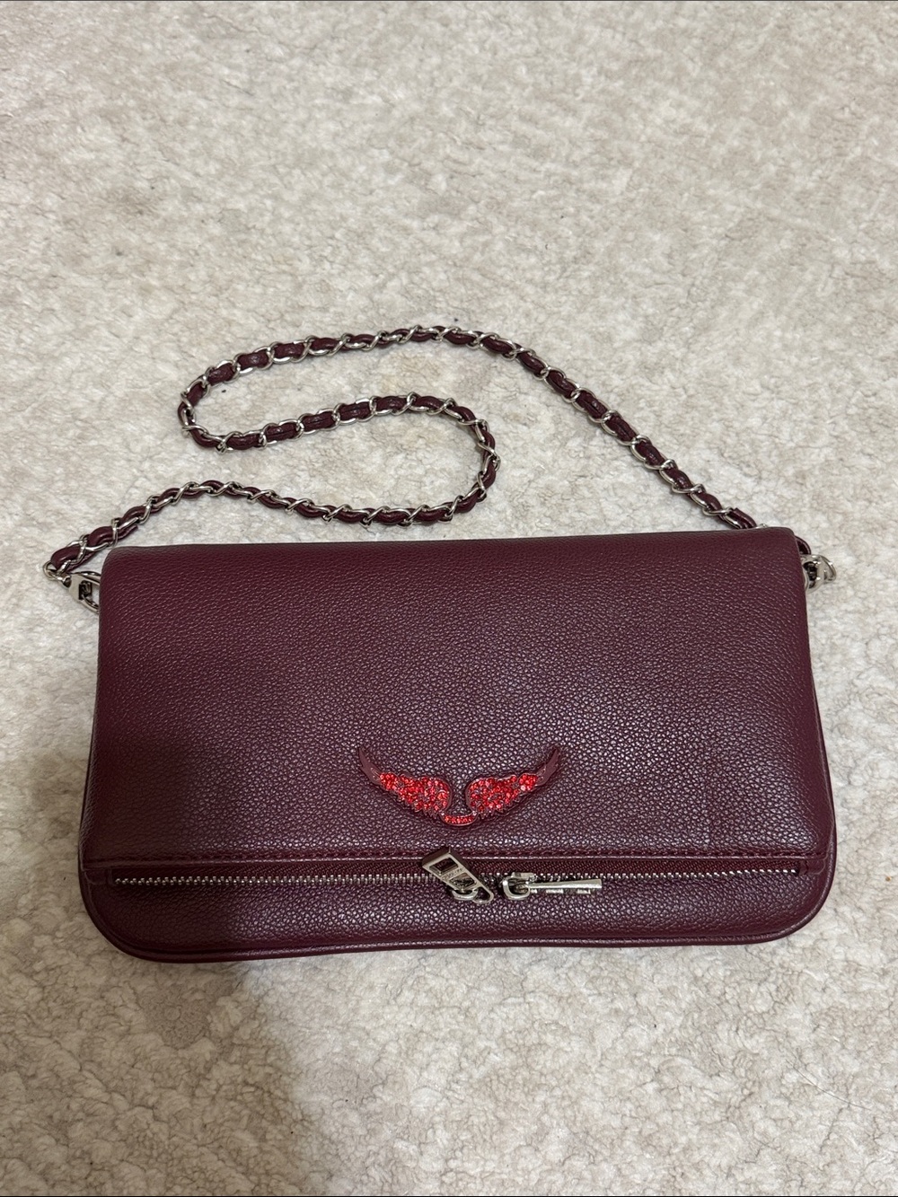 Zadig & Voltaire Burgundy Leather Shoulder Bag